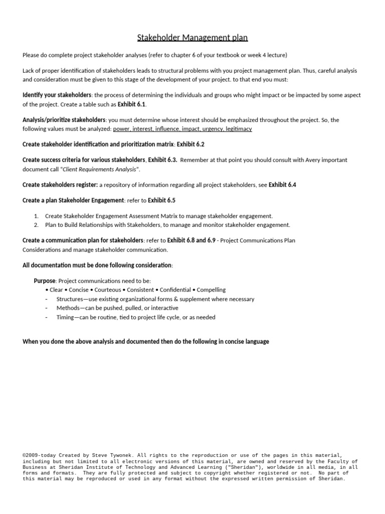 Comprehensive Stakeholder Management Plan | PDF | Copyright | Project ...