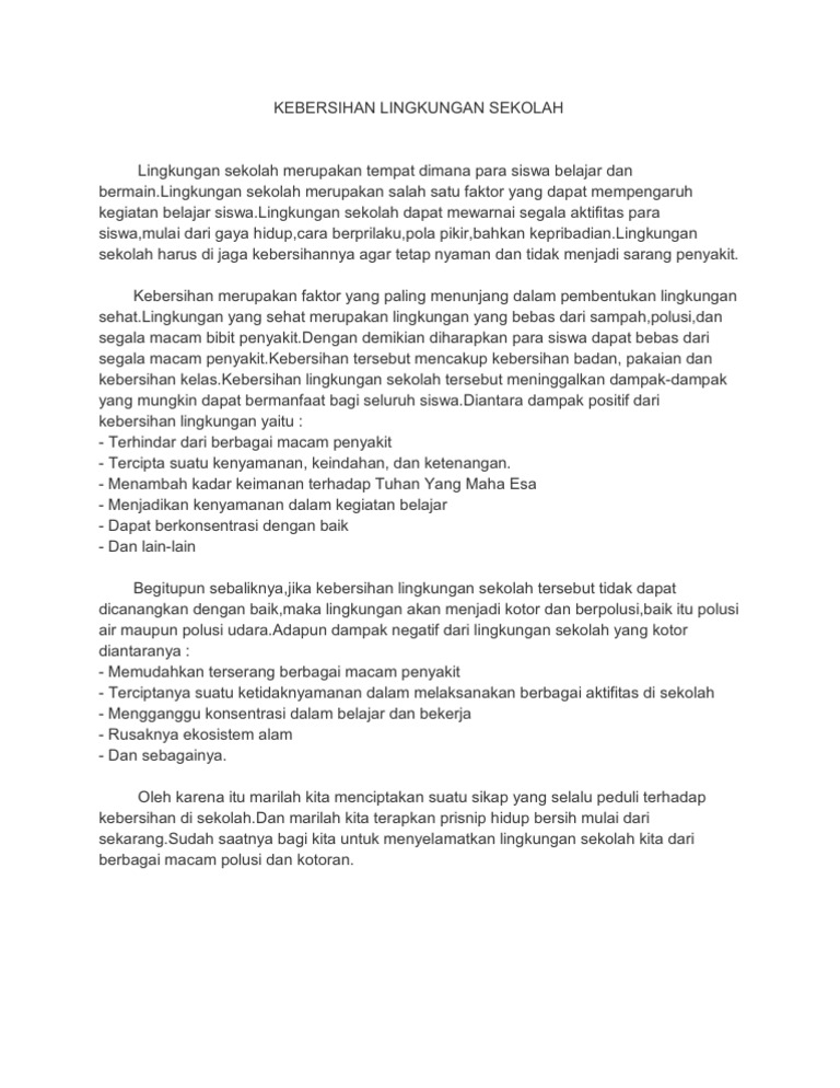Kebersihan Lingkungan Sekolah Pdf