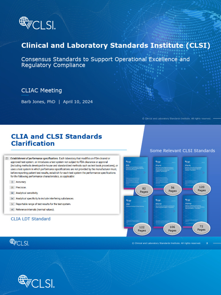 CLSI Standards for Lab Compliance | PDF | Food And Drug Administration ...