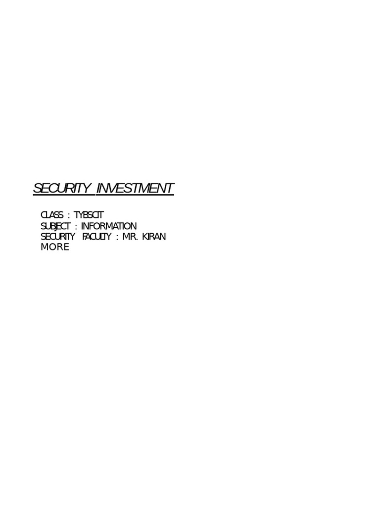 Strategic Security Investment Guide | PDF | Security | Computer Security