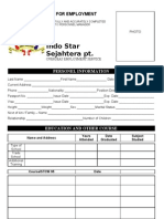 Indo Star Sejahtera PT.: Application For Employment