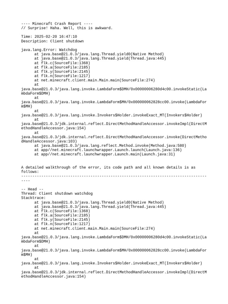 Minecraft Client Crash Report Analysis | PDF | Central Processing Unit ...