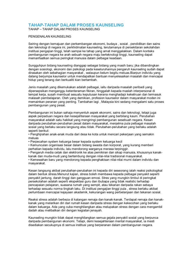 Tahap Tahap Kaunseling Pdf