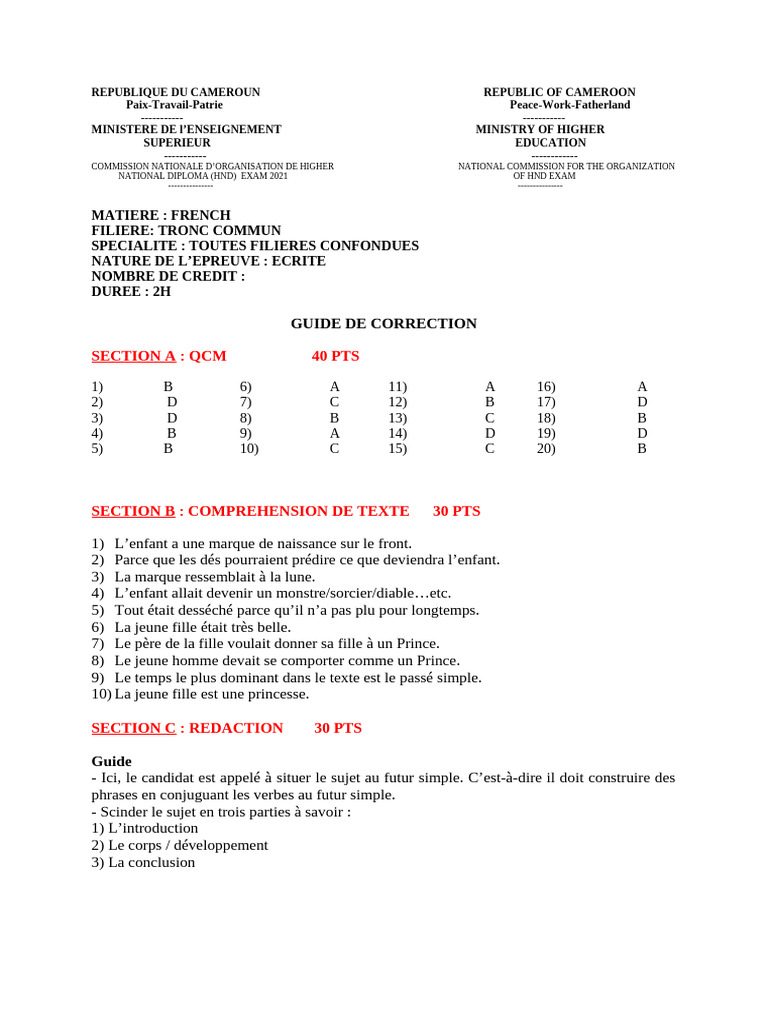 Correction French 2 | PDF