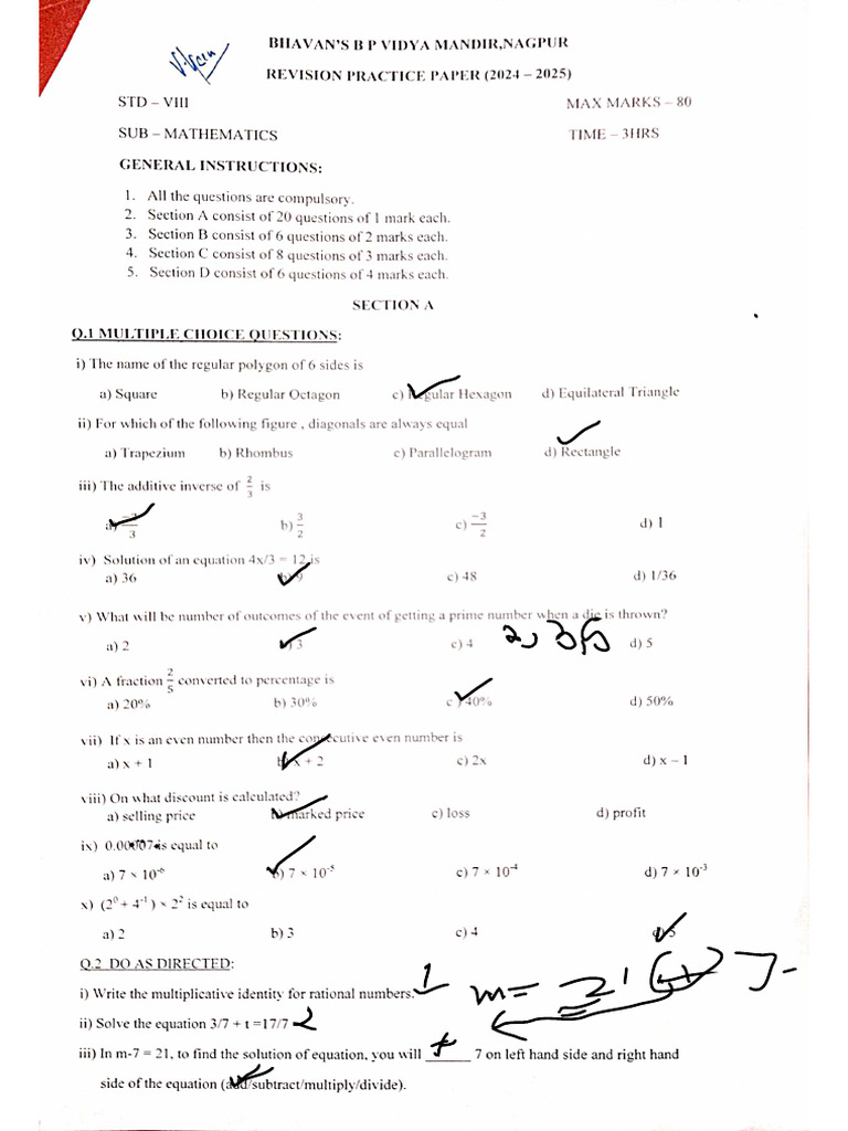 Maths Worksheet Term 1 | PDF