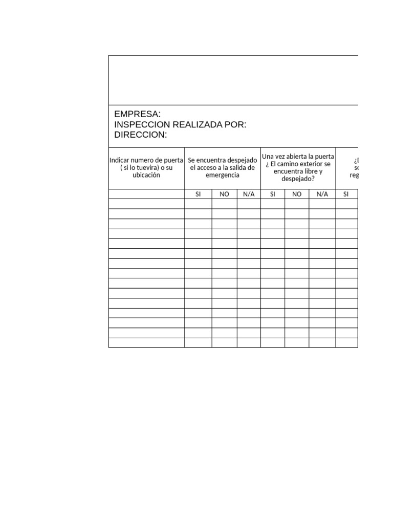 Check-list de Salidas de Emergencia | PDF