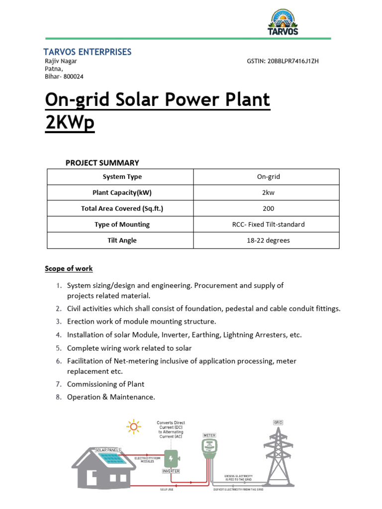 2kW On-Grid Solar Power Proposal | PDF | Solar Panel | Renewable Energy