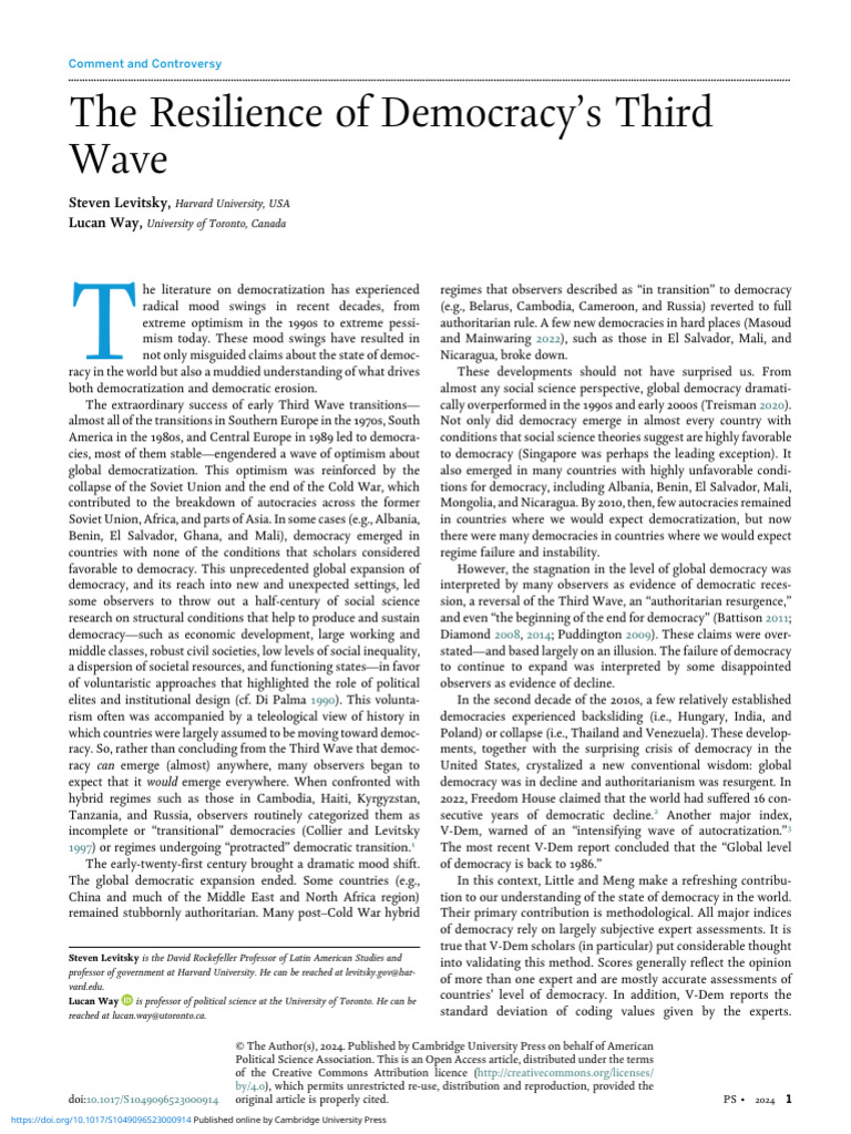 Democracy's Third Wave Resilience | PDF | Authoritarianism | Democracy