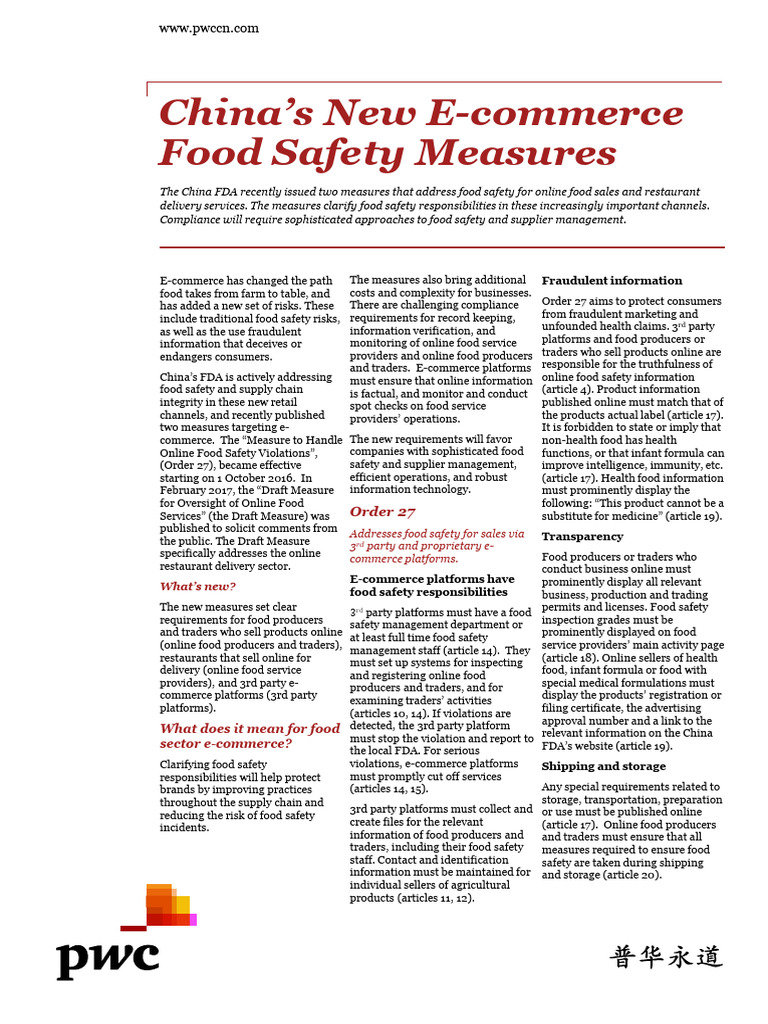 China E-commerce Food Safety Regulations | PDF | Food Safety | E Commerce