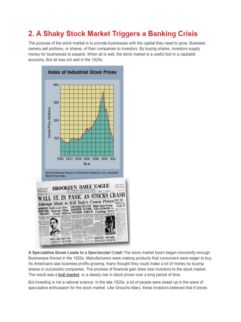 A Shaky Stock Market Triggers A Banking Crisis | PDF | Stocks | Banks