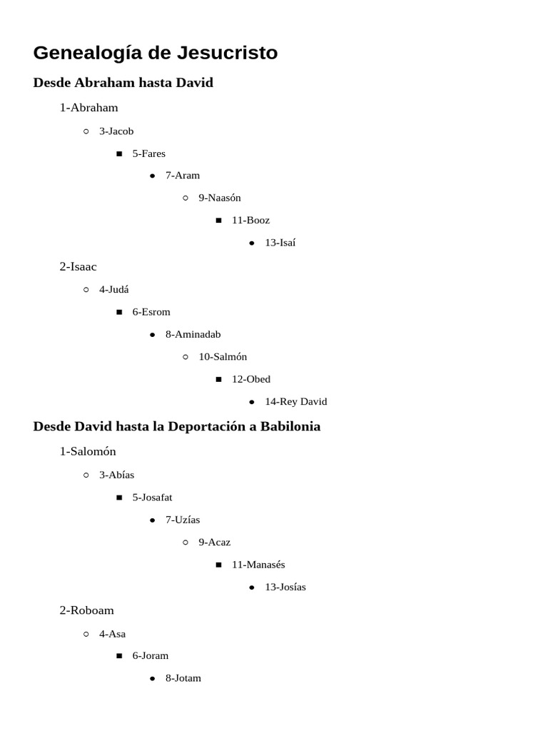 Genealogía De Jesucristo Pdf