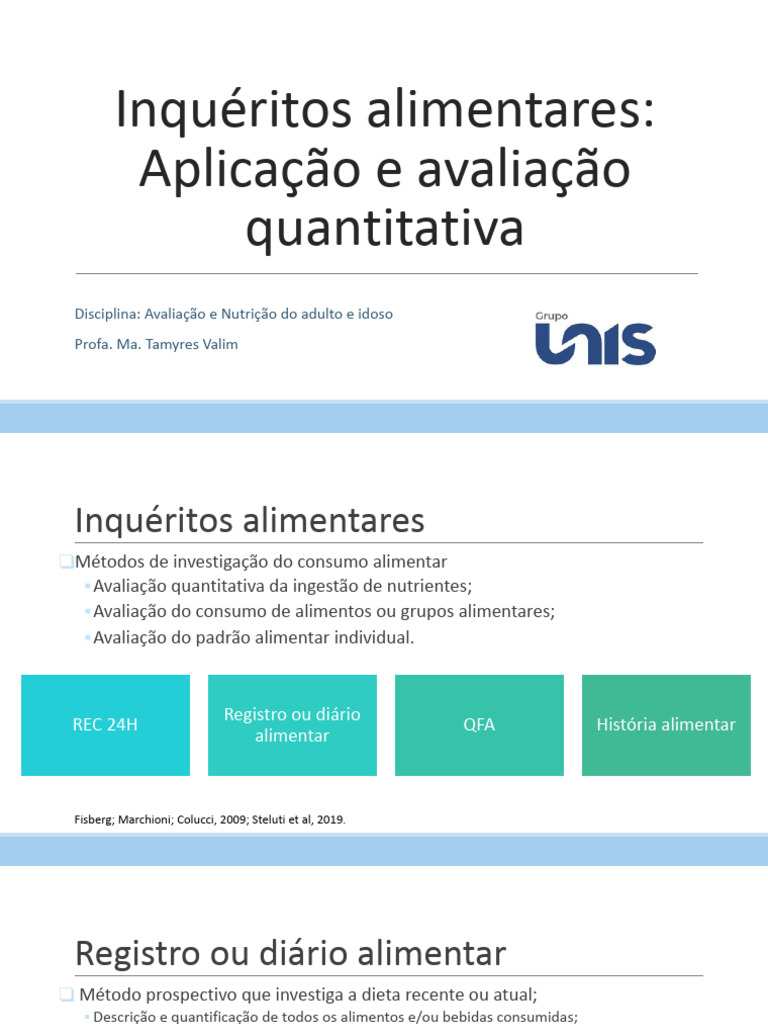 Métodos de Avaliação de Consumo Alimentar | PDF | Alimentos | Leite