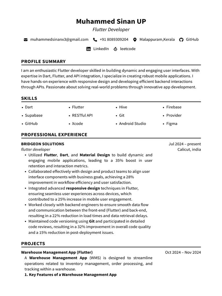 Flutter Developer Profile and Projects | PDF | Mobile App | Software ...