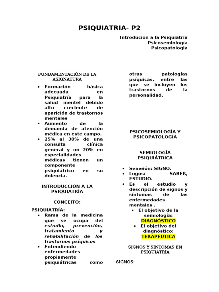Introducción a la Psiquiatría y Psicopatología | PDF | Psiquiatría ...