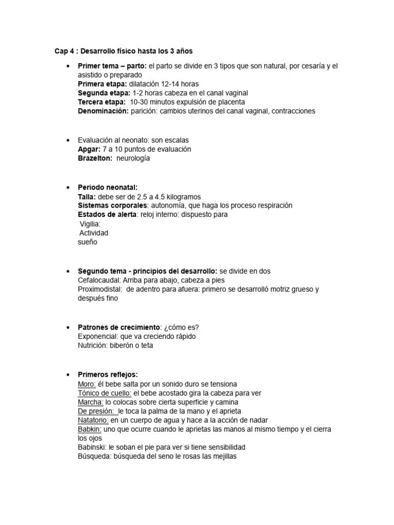 Desarrollo físico infantil hasta 3 años | PDF | Pensamiento | Parto