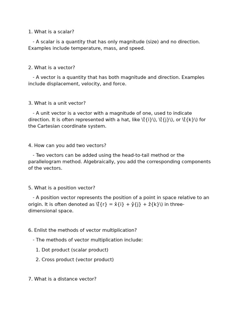 Scalars and Vectors Explained | PDF | Euclidean Vector | Geometry