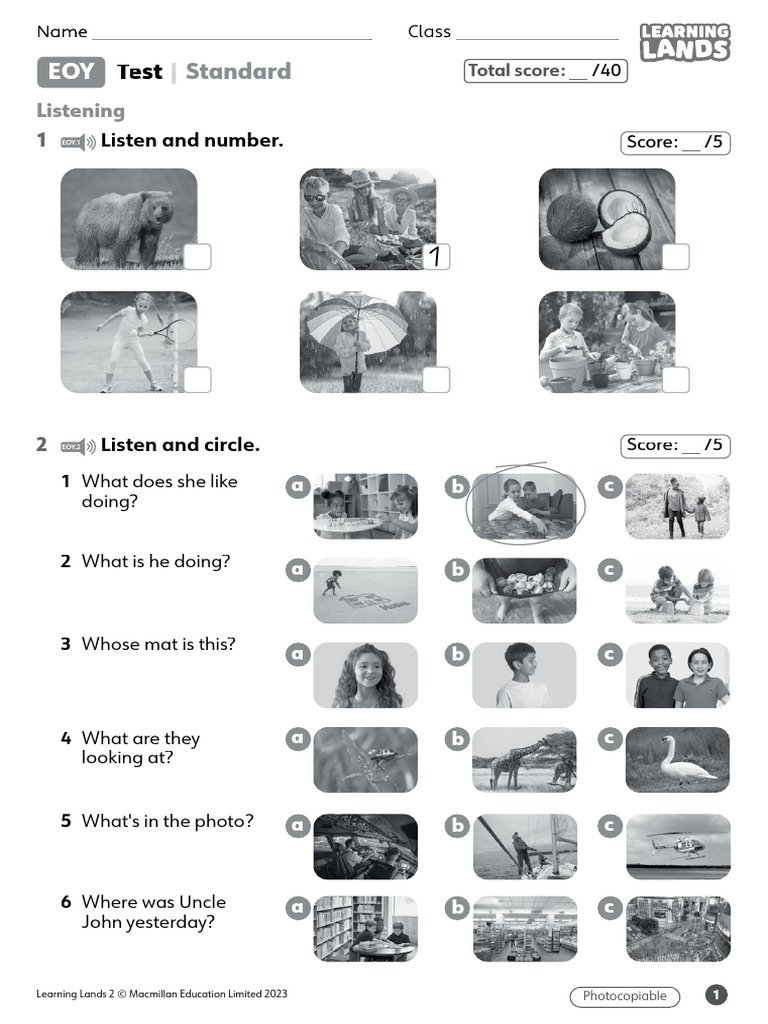 Learning Lands 2 End of Year Test Standard | PDF