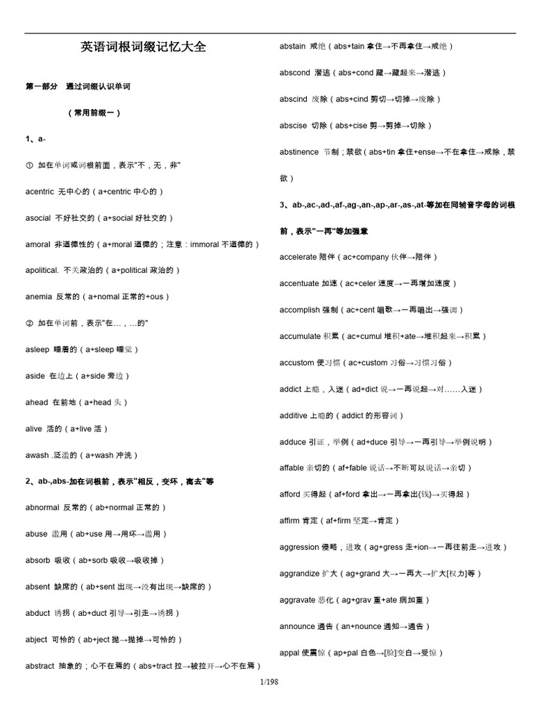 词根词缀大全 | PDF