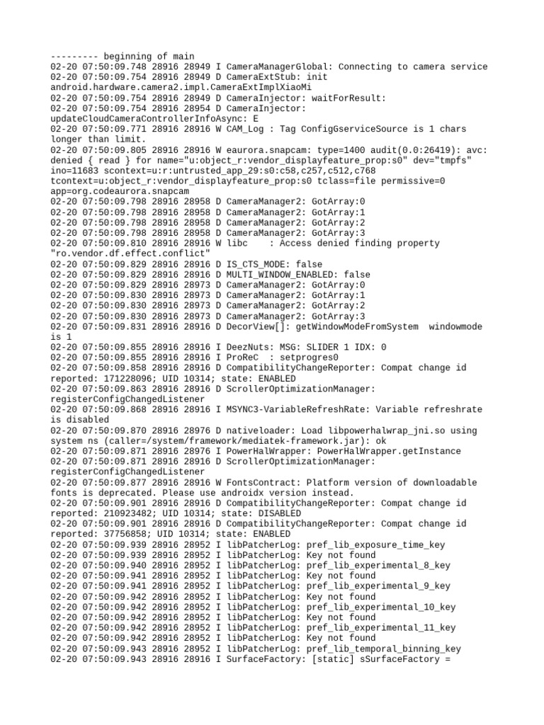 Camera Service Connection Log Analysis | PDF | Software Engineering ...