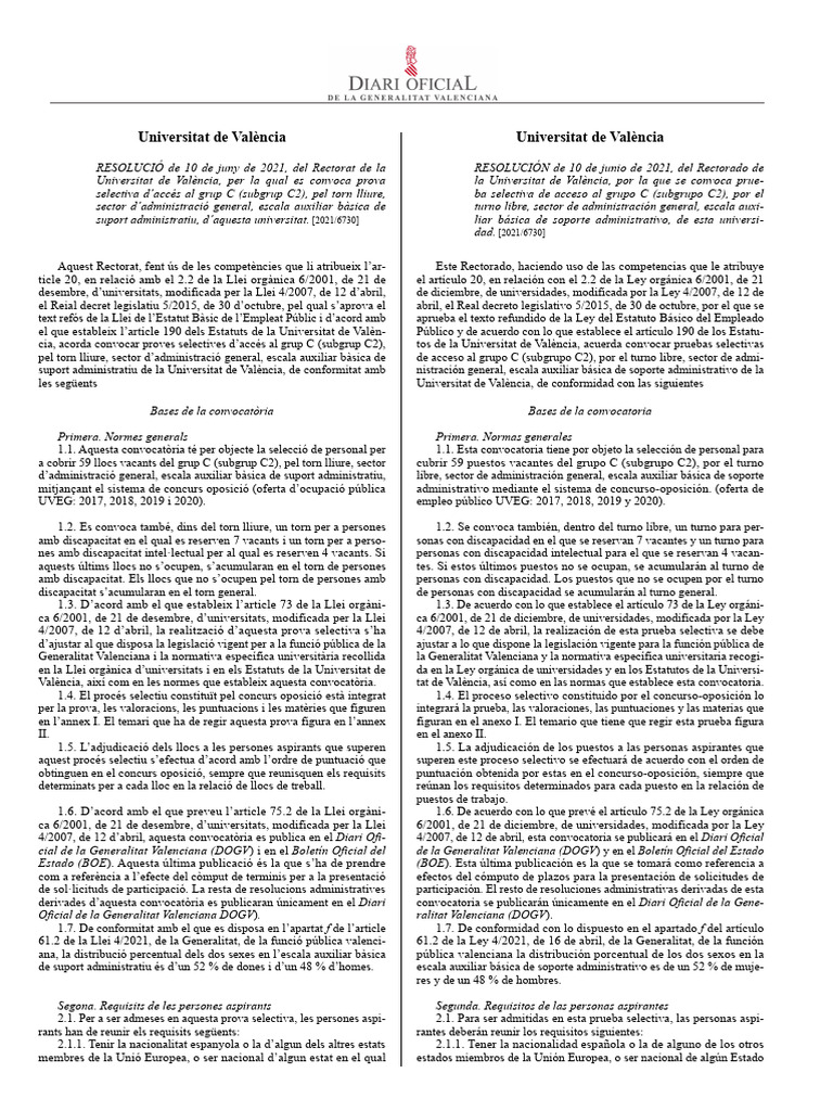 DOGV Convoctoria | PDF