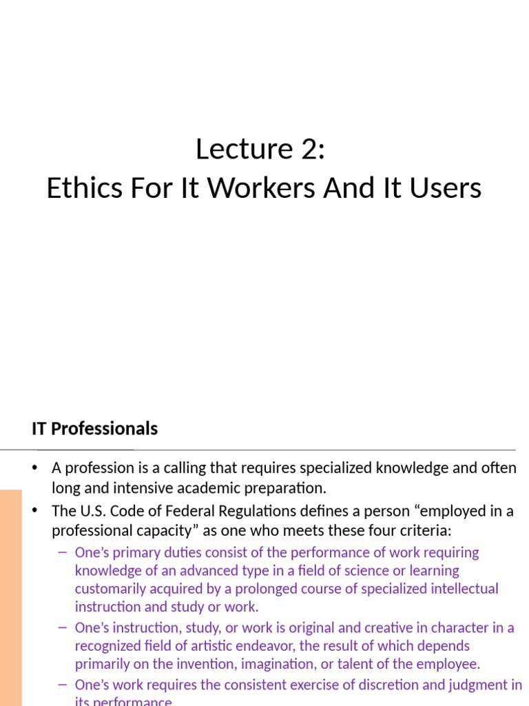Ethics for IT Professionals and Users | PDF | Bribery | Misrepresentation