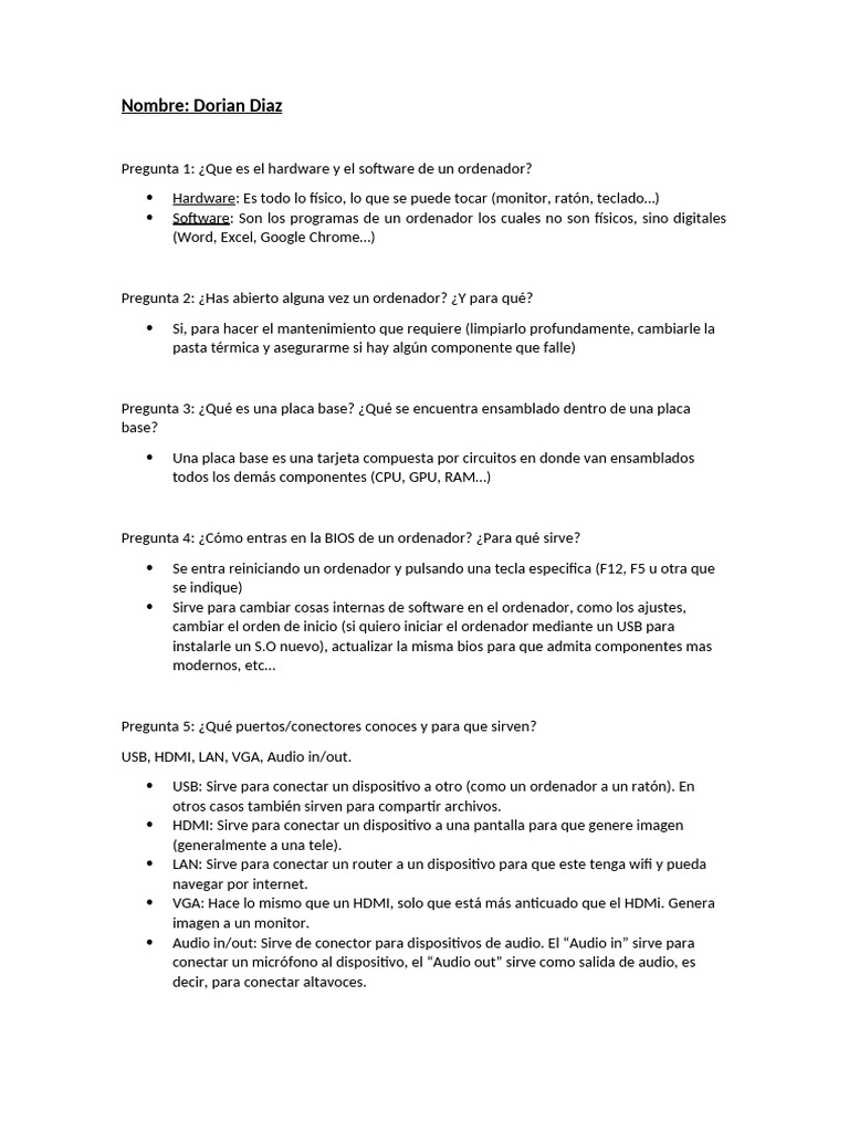 Trabajo 1 | PDF | USB | Hardware de la computadora
