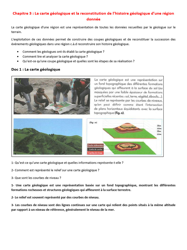 Carte géologique : lecture et analyse | PDF | Géologie | Sciences de la ...