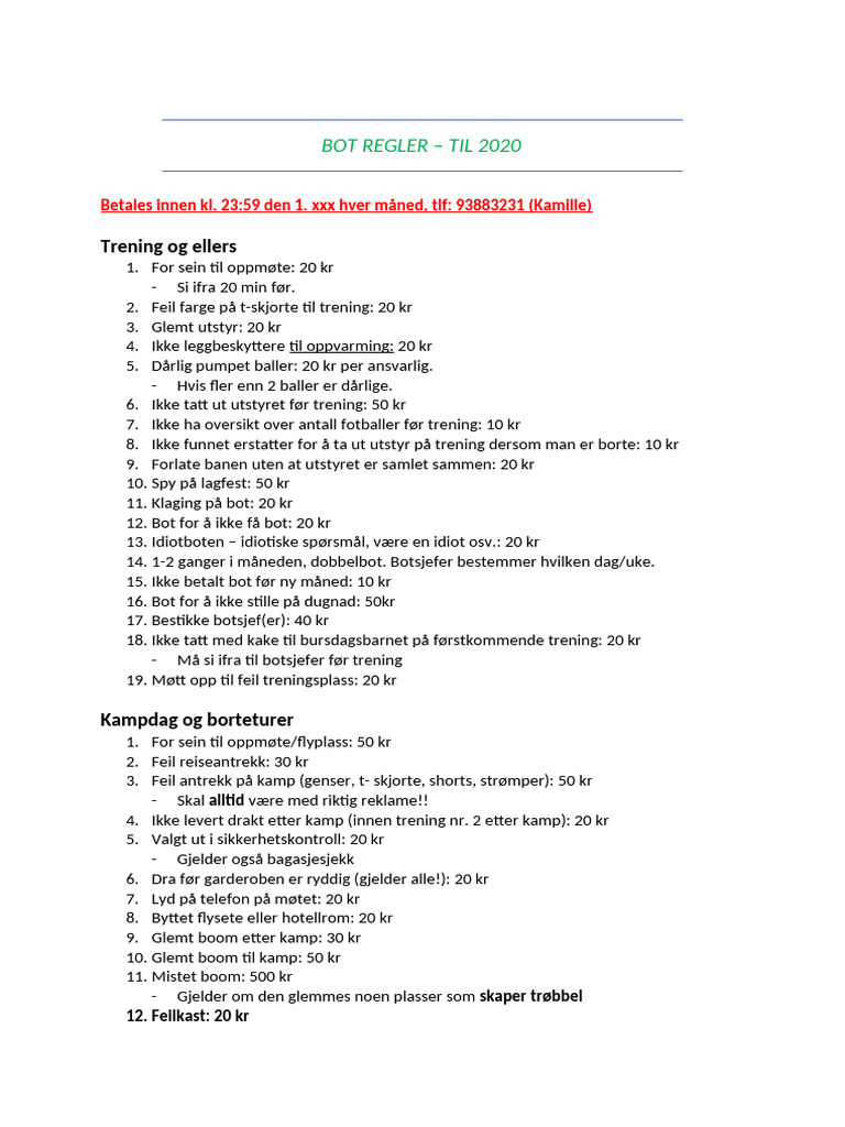 Bot Regler 2021 | PDF