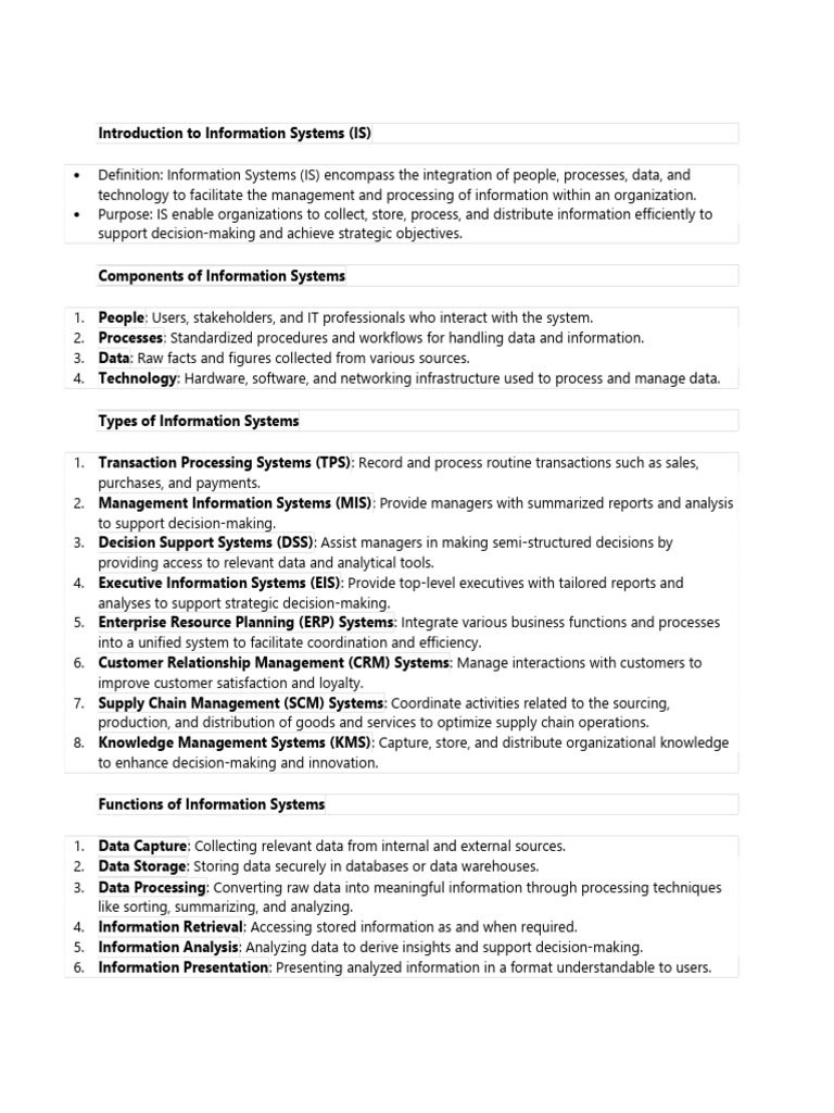 Overview of Information Systems and MIS | PDF | Computing | Algorithms ...