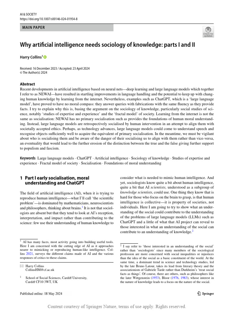 Why Artificial Intelligence Needs Sociology of Kno | PDF | Artificial ...