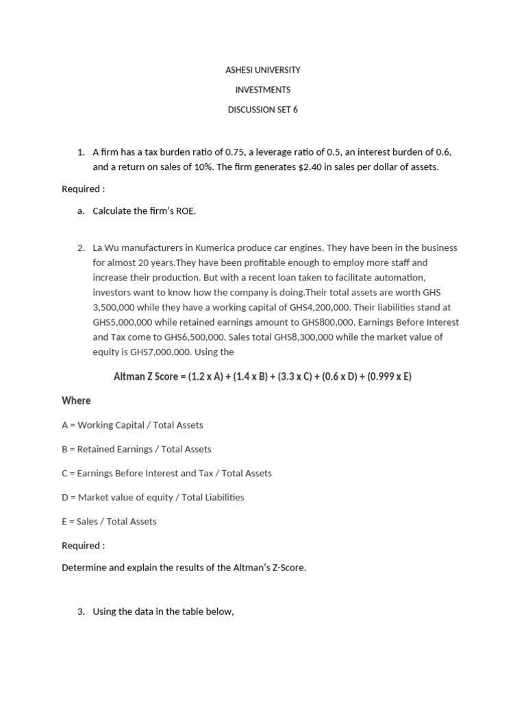 Financial Analysis and ROE Calculations | PDF