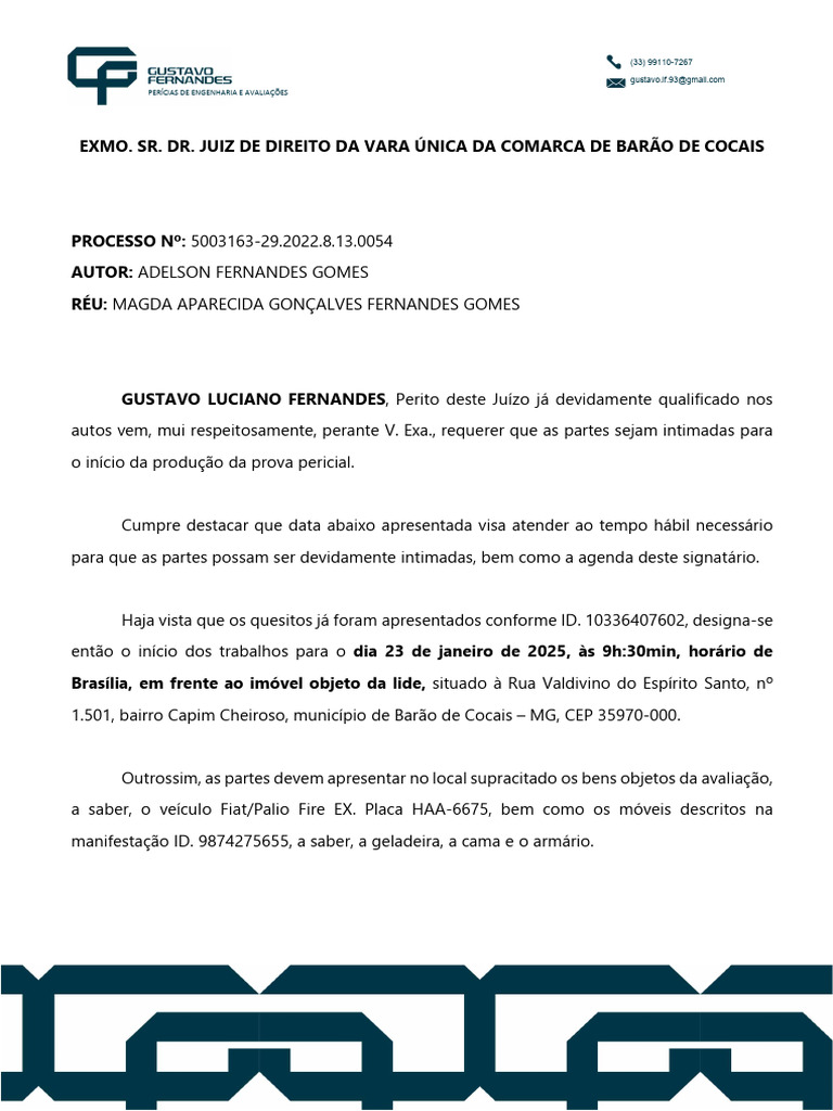Petição para Designação de Perícia | PDF | Testemunha especializada ...