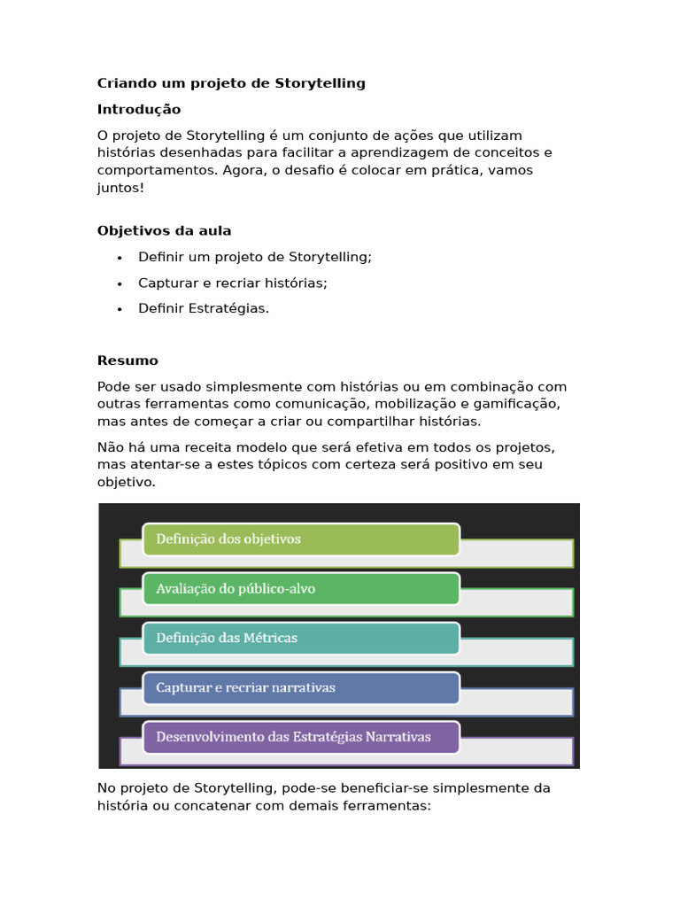 Guia Prático de Projeto de Storytelling | PDF | Narrativa | Comunicação