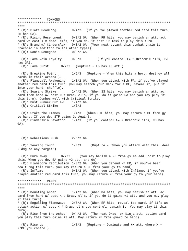 Fai Card Listing For Draft | PDF