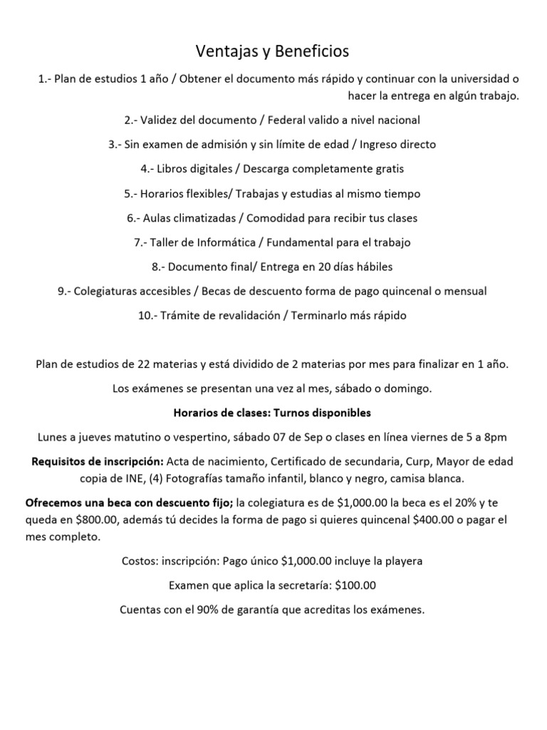 Ventajas de Estudiar en 1 Año | PDF