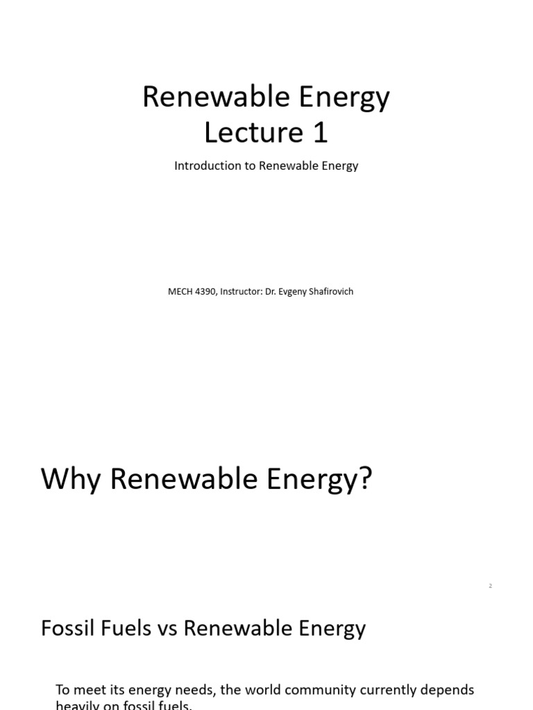 Lecture 1 Introduction to Renewable Energy | PDF | Renewable Energy ...