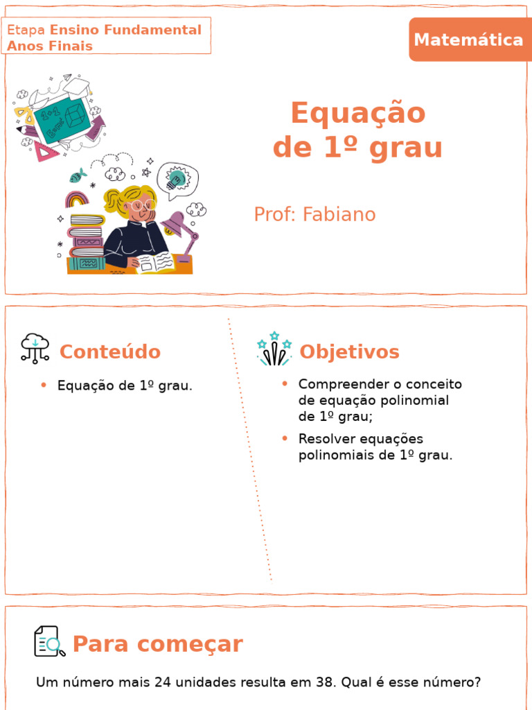 Equações de 1º Grau no Ensino Fundamental | PDF | Equações | Matemática