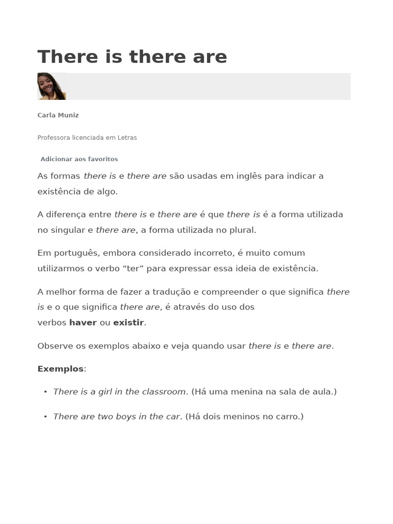 Uso de There Is e There Are em Inglês | PDF | Relações sintáticas ...