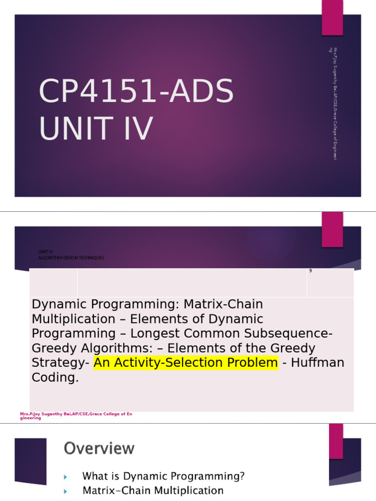 CP4151-ADS Unit Iv | PDF