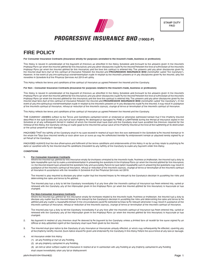 Fire Insurance Policy Overview | PDF | Real Estate Appraisal | Insurance