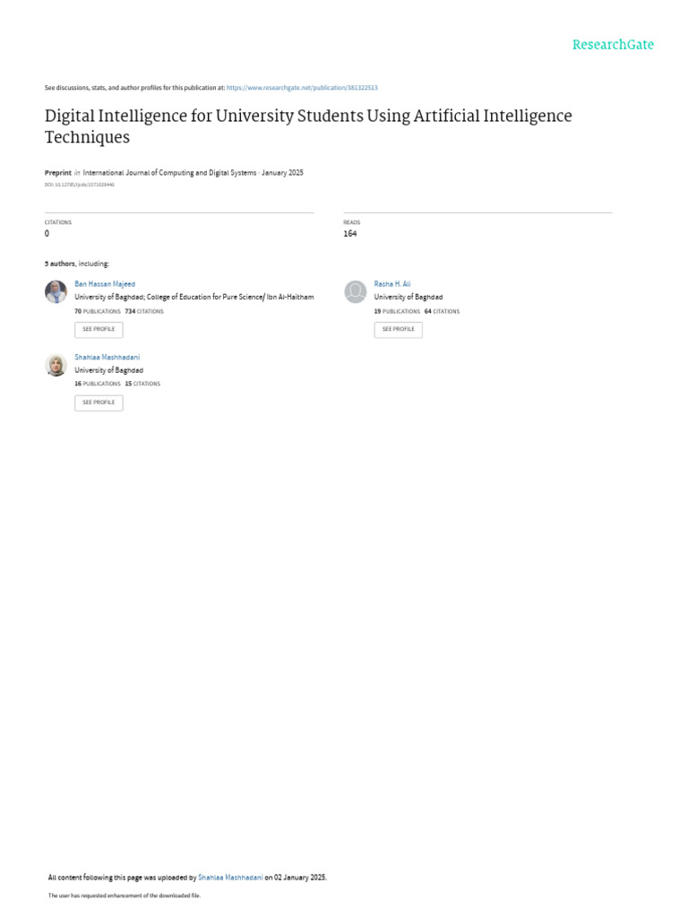 Digital Intelligence in University Students | PDF | Artificial ...