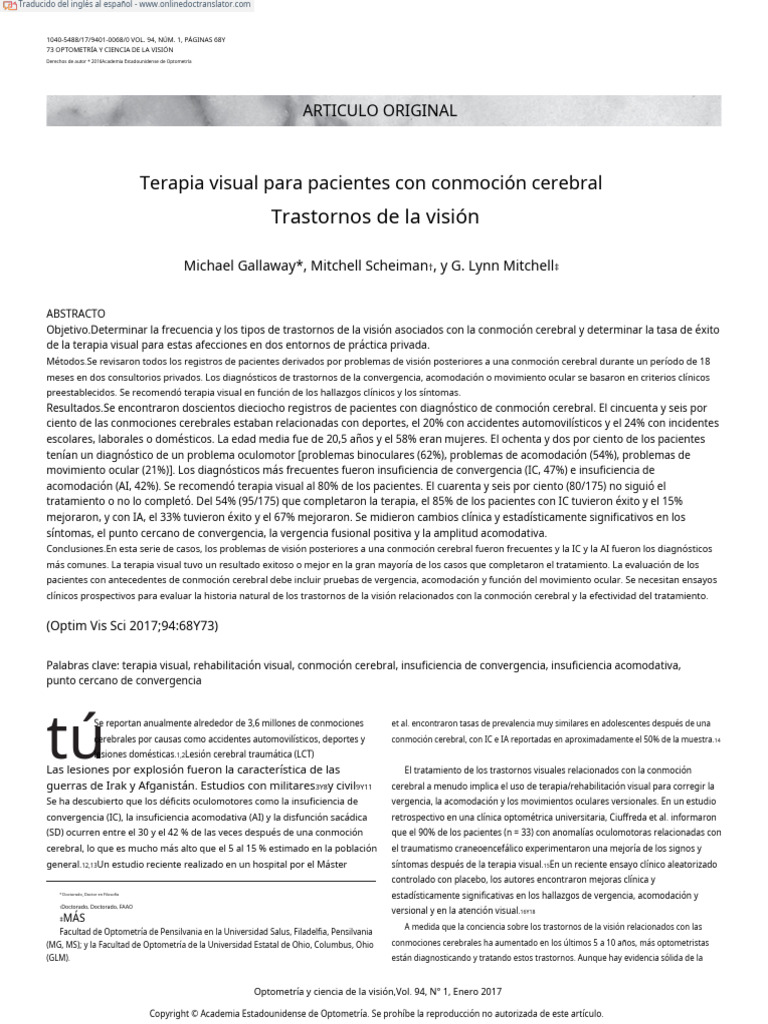 Terapia Visual Pos Contusion Cerebral - En.es | PDF | Cerebro | Terapia