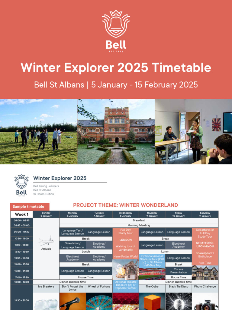 Winter Explorer 2025 Timetable Overview | PDF | Edinburgh | Lunch