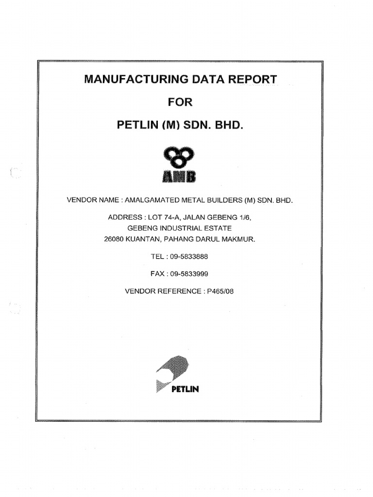 VDB - MEC.AMB.03.01 (Manufacturing Data Report For Unit Booster 1st ...