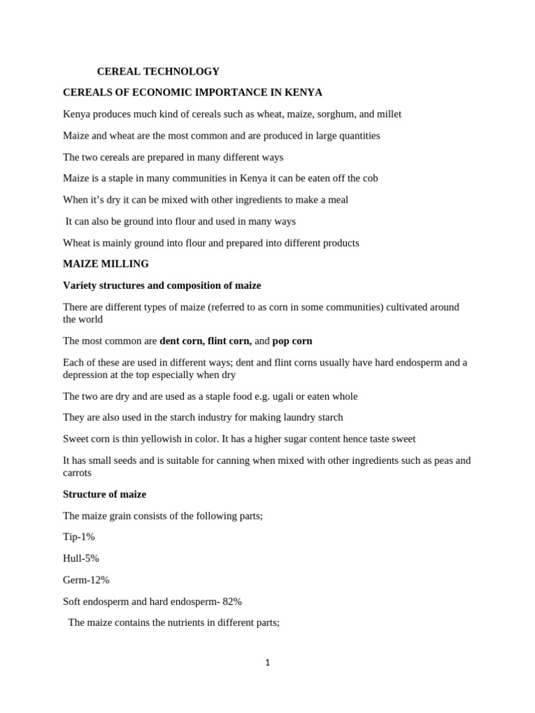 Cereal tech notes | PDF | Breads | Pasta