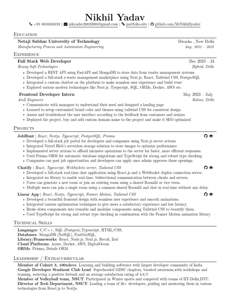 Nikhil Developer Resume | PDF | Postgre Sql | Computing