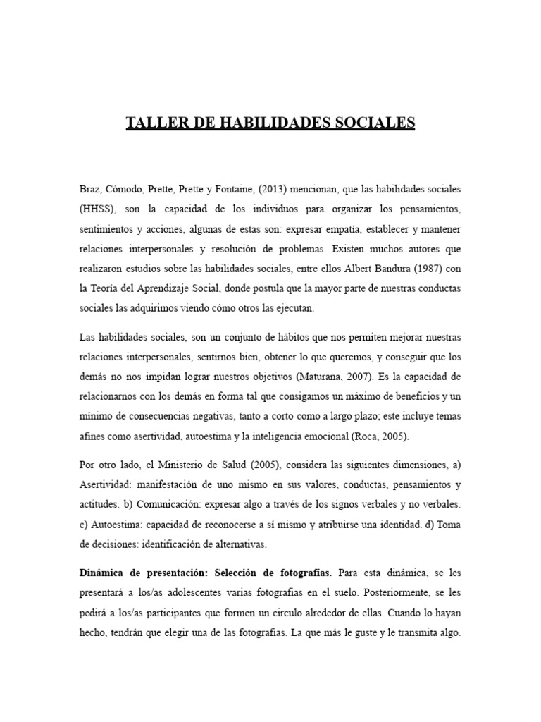 Taller HHSS | PDF | Comunicación no verbal | Habilidades sociales