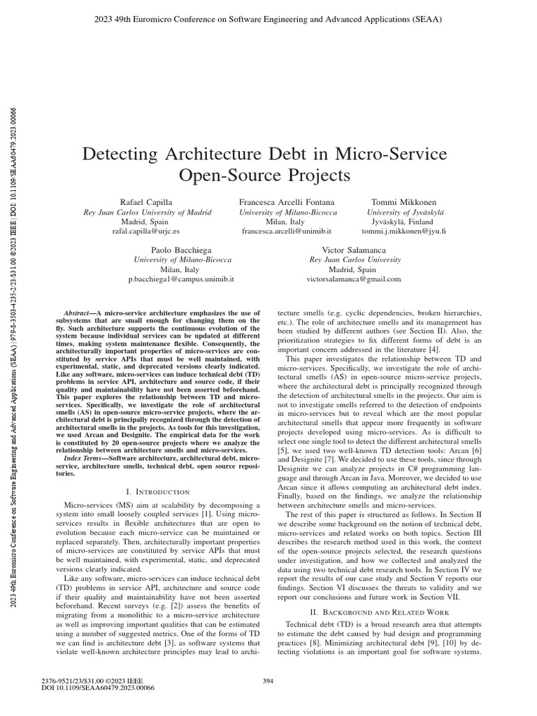 Detecting Architectural Debt In Microservices Pdf Software