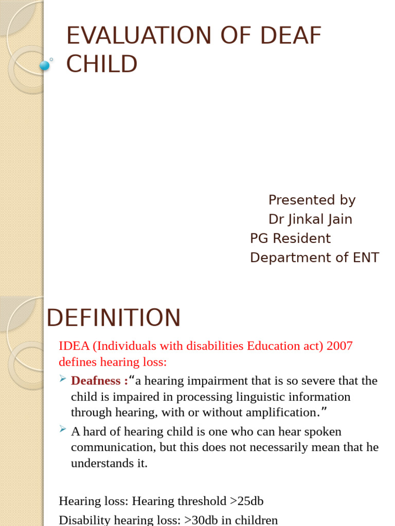 Evaluation of Deafness in Children | PDF | Hearing Loss | Hearing
