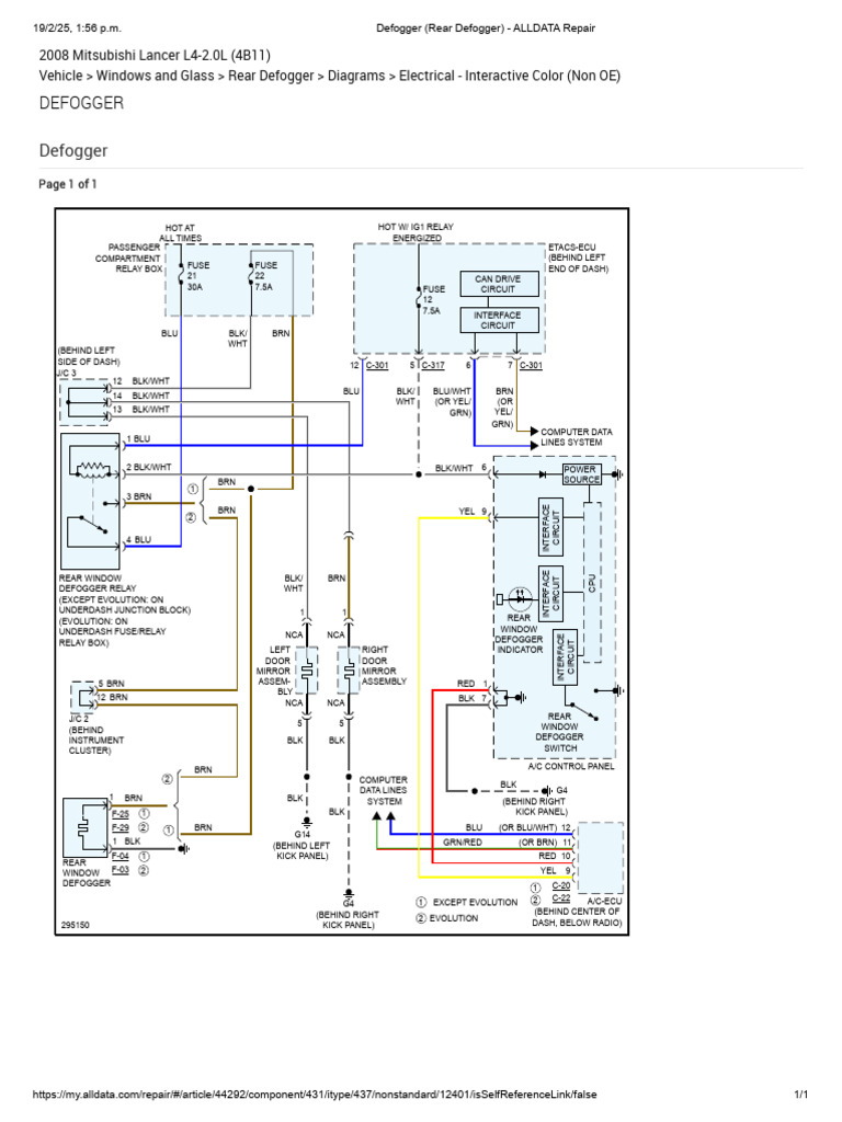 2008 Mitsubishi Lancer Rear Defogger Diagram | PDF | Vehicles | Car ...